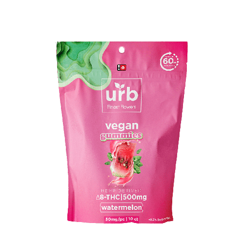 Urb Delta 8 THC Gummies 500MG (10 Gummies) – Watermelon (Vegan)